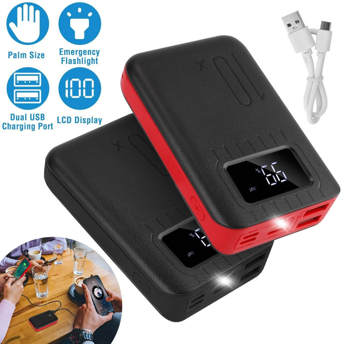 10000mAh Powerbank with LCD Display