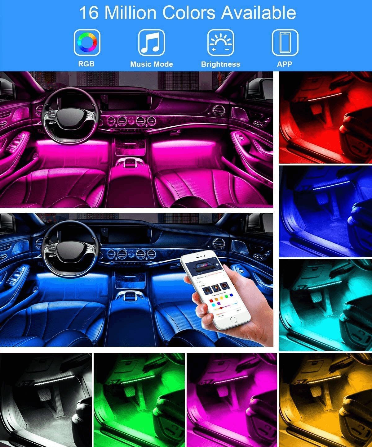 Interior Car LED RGB Strip Lights