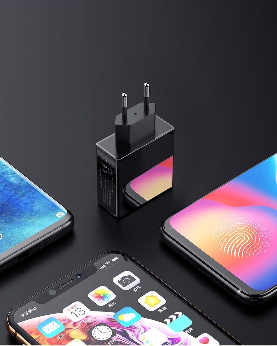 3-Port USB LED Display Fast Charger