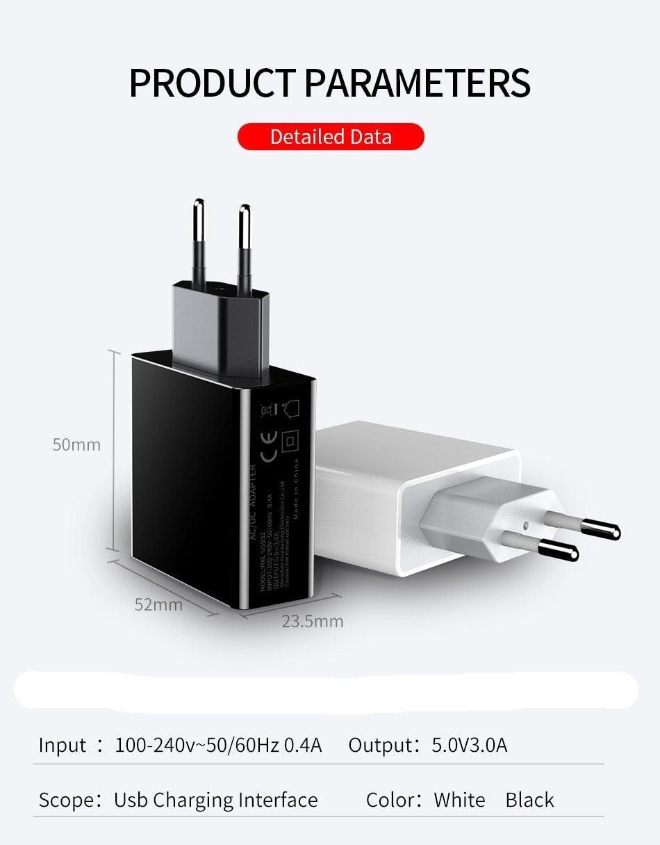 3-Port USB LED Display Fast Charger
