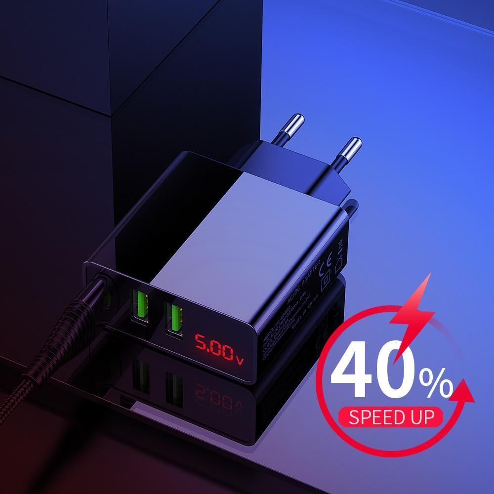 3-Port USB LED Display Fast Charger