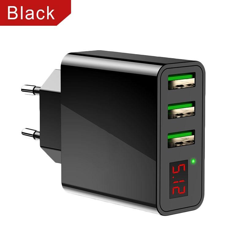 3-Port USB LED Display Fast Charger