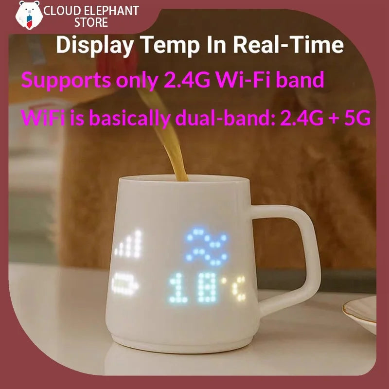 PixelMug Smart Pixel Mug 4.8inches 16*32 Pixels Creative Couple Ceramic Coffee Cup Supports AI Custom Animated Patterns Fun Gift
